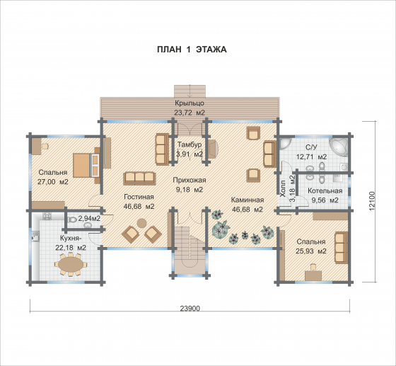 Базовые планировки Дом из клееного бруса Бомонт 1