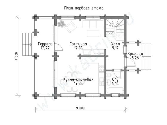 Базовые планировки Дом из клееного бруса Гарленд 1
