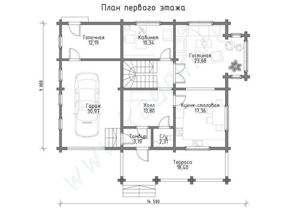 Базовые планировки Дом из клееного бруса Маринга 1