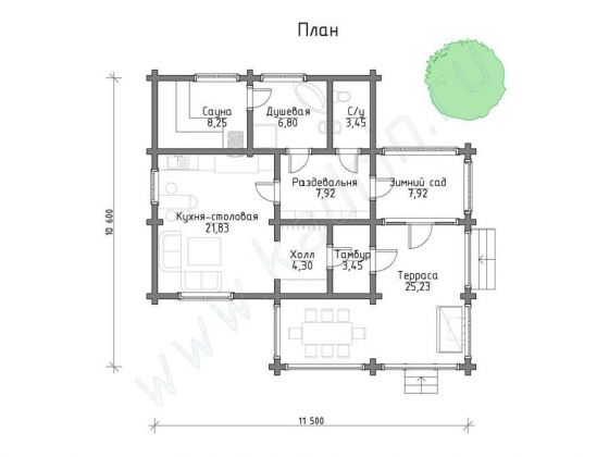Базовые планировки Баня из клееного бруса Гриндевальд 1