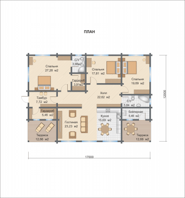 Базовые планировки Дом из клееного бруса Мадрид 1