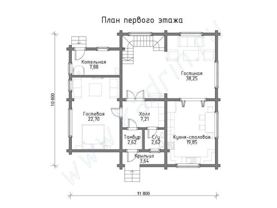 Базовые планировки Дом из клееного бруса Майрхофен 1