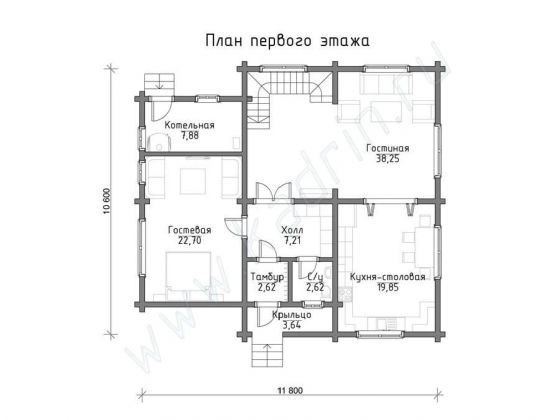 Базовые планировки Дом из клееного бруса Майрхофен 1