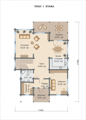 Базовые планировки Дом из клееного бруса Франкфурт 1